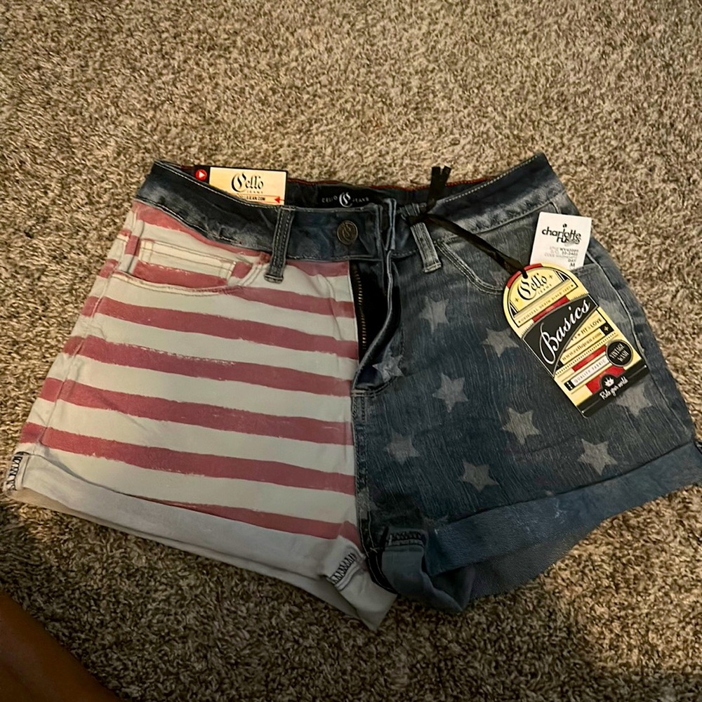 American flag jean shorts